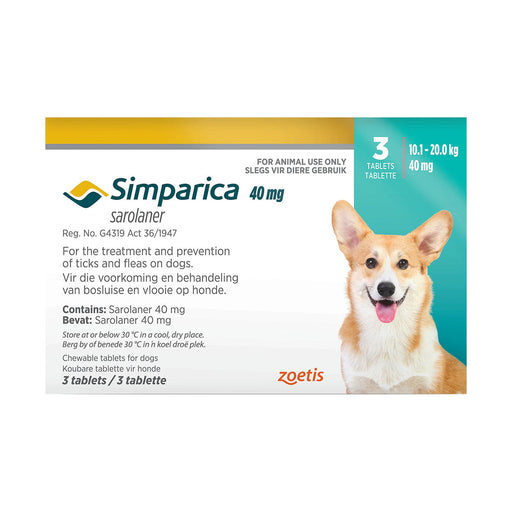 Simparica 40mg 10.1 - 20kg 3 Tablets