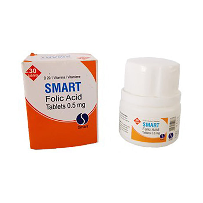 Smart Folic Acid 500mg 30 Tablets