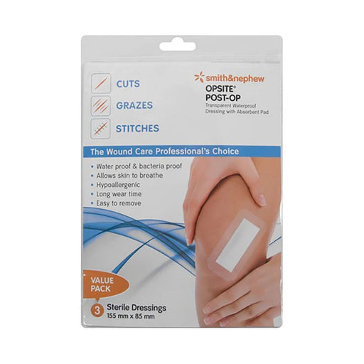 Smith & Nephew Opsite Post Op Dressing 155 x 85mm 3 Pack