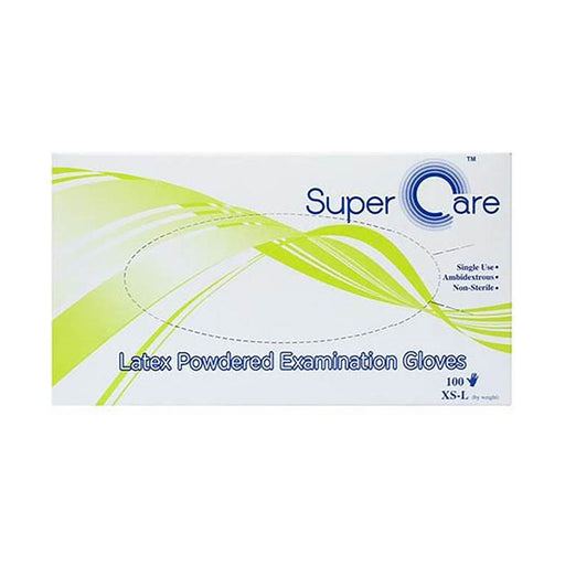 SuperCare Latex Exam Glove Exam Powder Free Medium 100 Pack