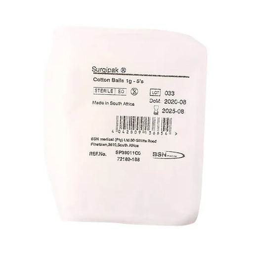 Surgipak Cotton Wool Balls Ste 5 x 1g 1 Unit