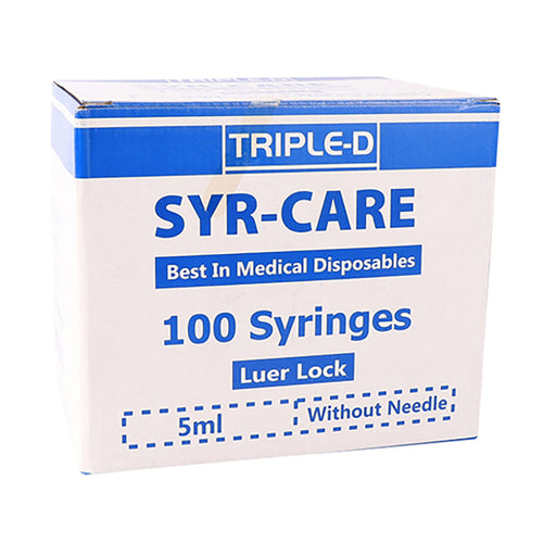 Syr-Care Syringes Leur Lock 5ml 100 Pack