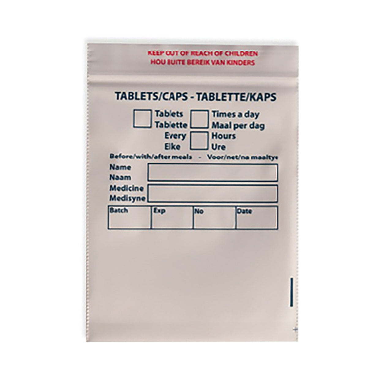 Tablet Bag Plas B 75 x 90mm Half Print Afrikaans-English Blue 1000 Pack ...