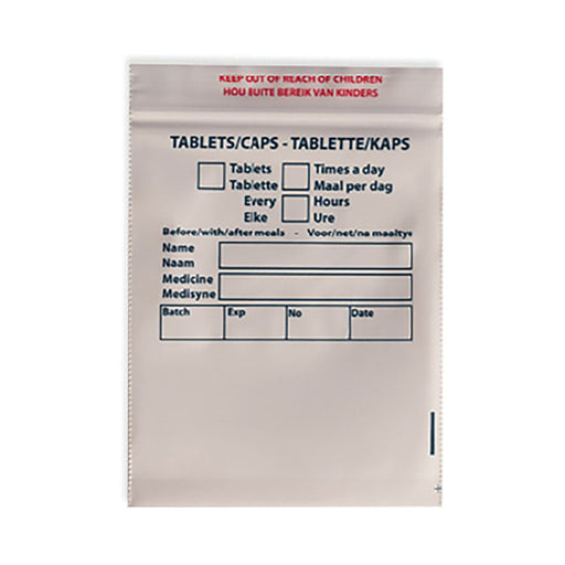 Tablet Bag Plas B 75 x 90mm Half Print Afrikaans-English Blue 1000 Pack