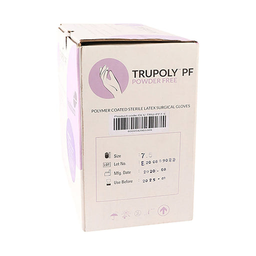 Trupoly Latex Gloves Powder Free Size 7.5 50 Pack