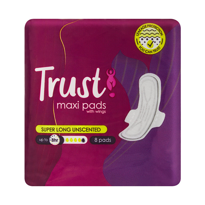 Trust Maxi Sanitary Unscented Pads Super Long 8 Pack