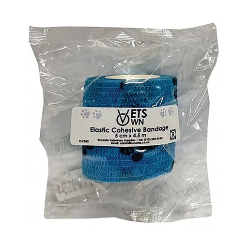 Vets Own Cohesive Bandage 5cm x 4.5m Blue Paw