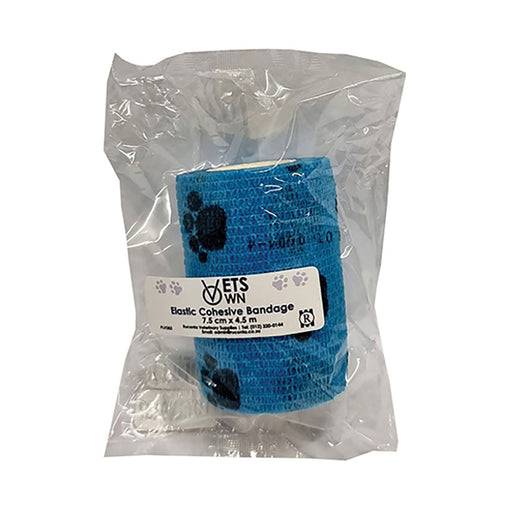 Vets Own Cohesive Bandage 7.5cm x 4.5m Blue Paw