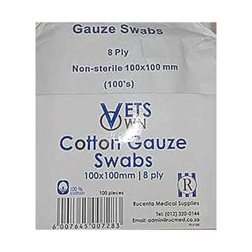 Vets Own Gauze Swabs 100 x 100mm 8 Ply 100 Pack