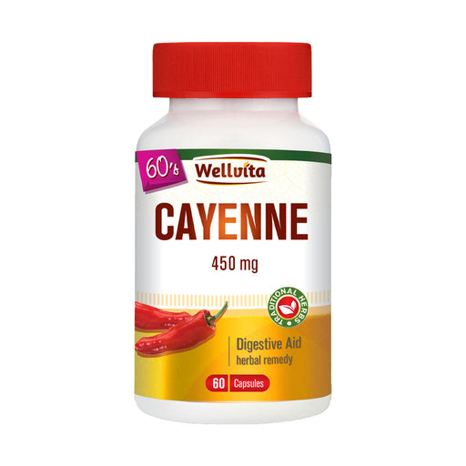 Wellvita 450mg Cayenne Digestive Aid 60 Capsules