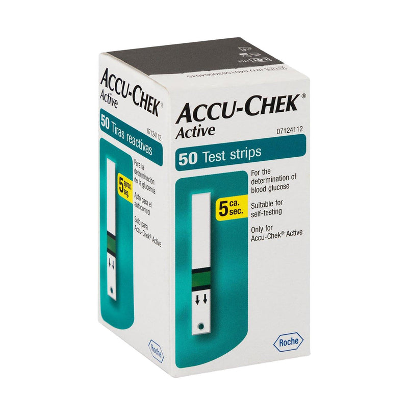 Front and side view of Accu-Chek Active Test Strips 50 Pack box