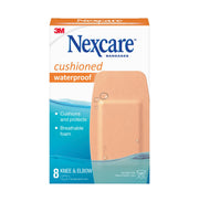 Front of Nexcare Cushioned Waterproof Foam Knee & Elbow Bandages, 5 x 10.1cm, 8 pack