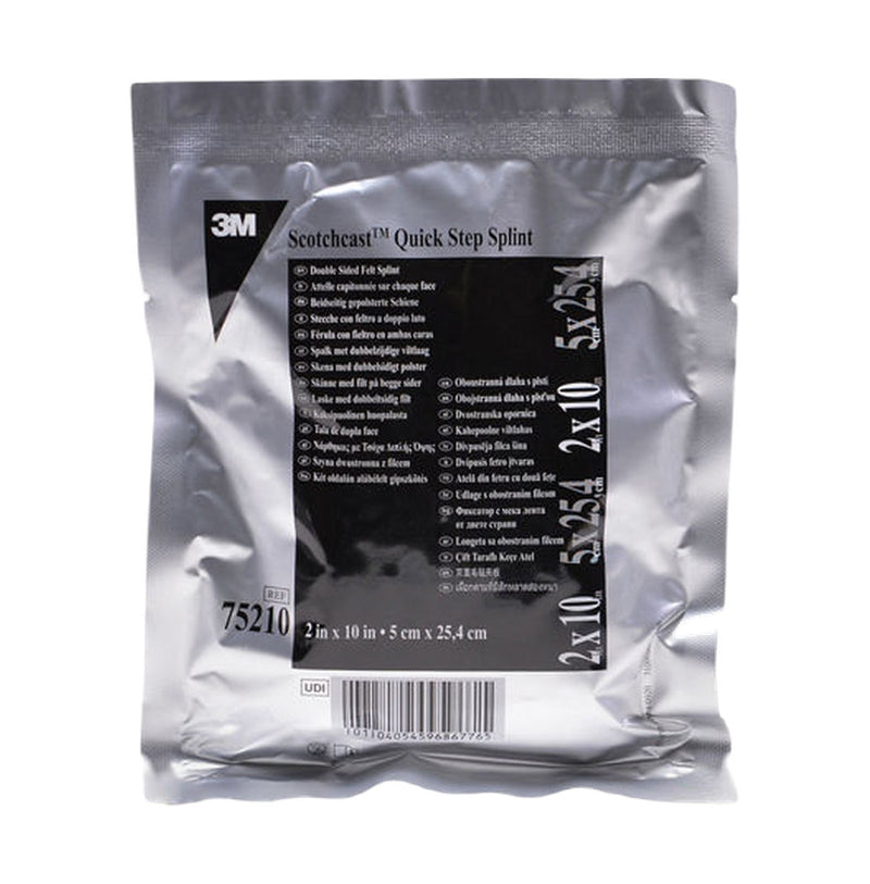 Front of Solventum 3M Scotchcast Quick Step Pre-Cut Splint packaging, 5 x 25.4cm, code 75210