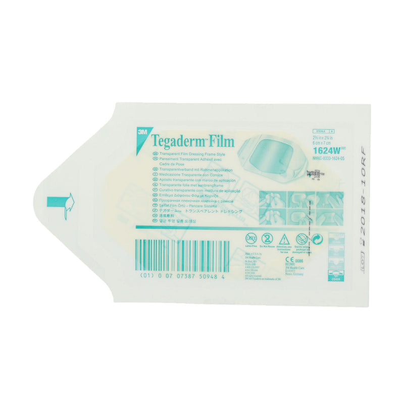 Solventum 3M Tegaderm Film transparent film dressing 6 x 7cm, reference 1624W, packaging front