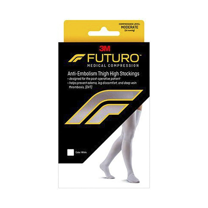 3M Futuro Anti-Embolism Thigh Length Stocking Closed Toe - White Medium
