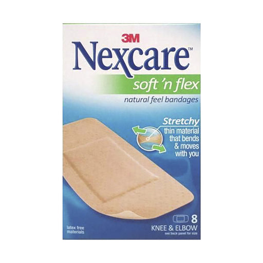 3M Nexcare Soft 'n Flex Natural Feel Bandages Knee & Elbow 8 Unites