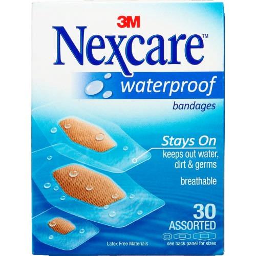 3M Nexcare Waterproof Bandages Assorted 30 Strips