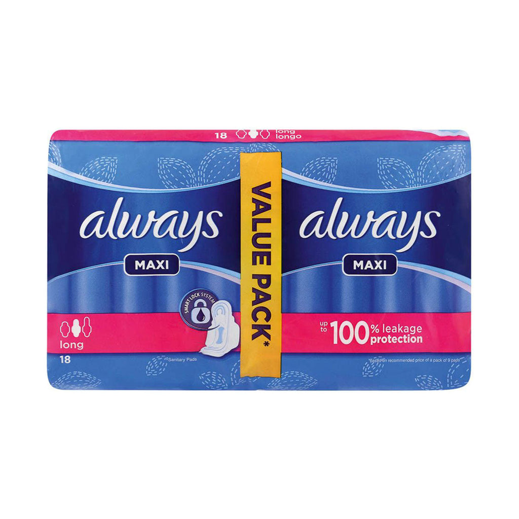 Always Maxi Sanitary Pads Long Plus Duo 18 Pads - Med365