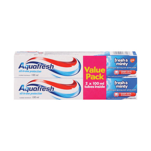 Aquafresh Toothpaste Fluoride Twin Pack Fresh & Minty
