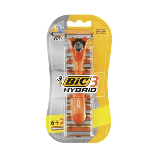 BIC 3 Hybrid Easy Razor Handle & 8 Cartridges
