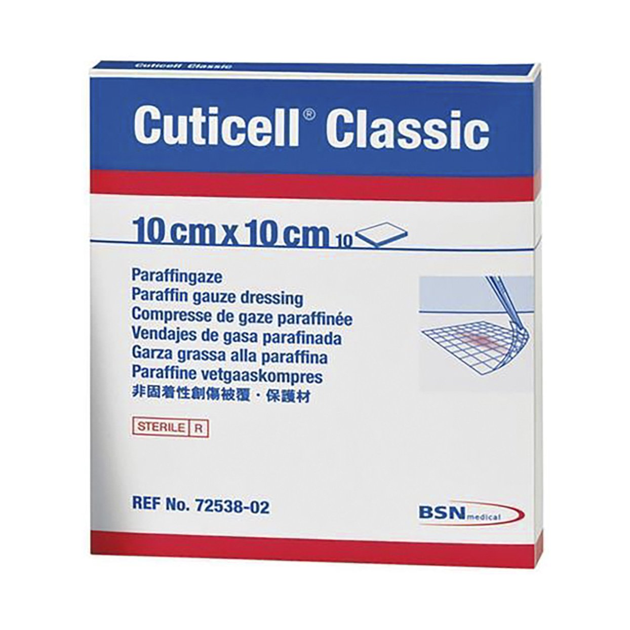 BSN Cuticell Classic Paraffin Gauze Dressing 10cm x 10cm 10 Pack