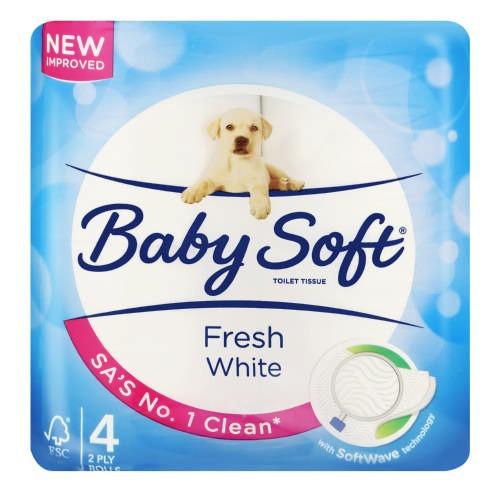 Baby Soft 2-Ply Toilet Tissue White 4 Rolls