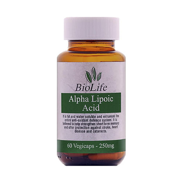 Biolife Nutrition Alpha Lipoic Acid 250mg 60 Capsules