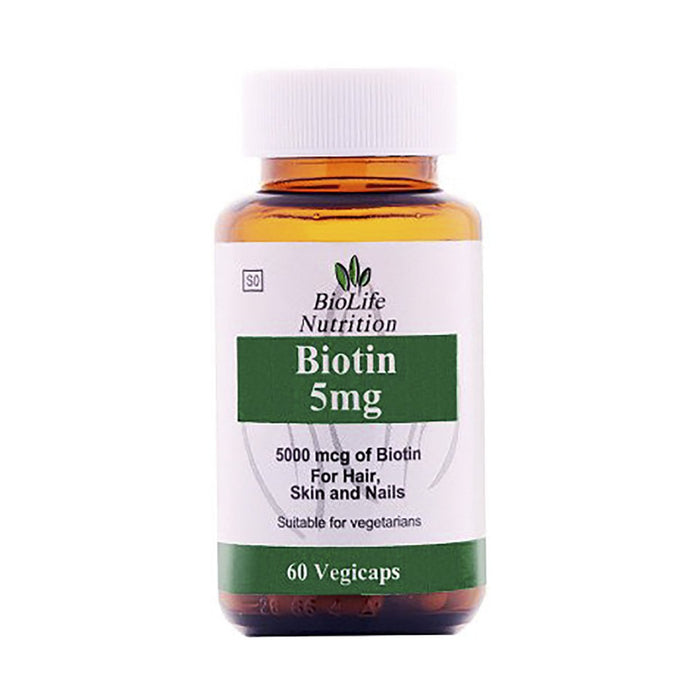 Biolife Nutrition Biotin 5mg 60 Vegi Capsules