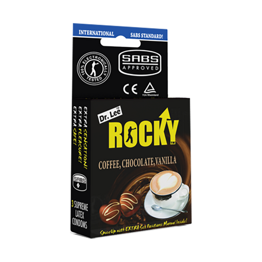 Dr. Lee Rocky Condoms Coffee, Chocolate, Vanilla 3 Condoms