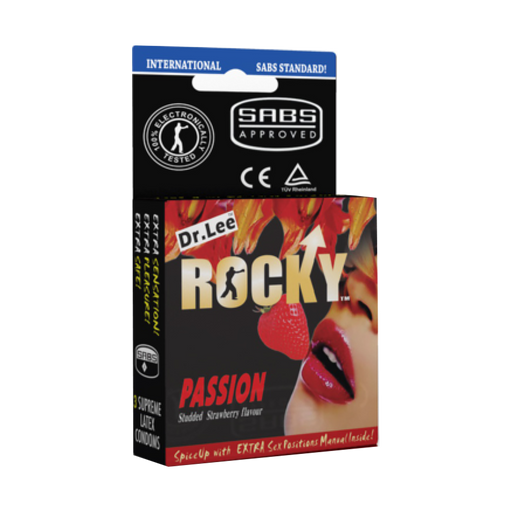 Dr. Lee Rocky Condoms Strawberry Studded 3 Condoms
