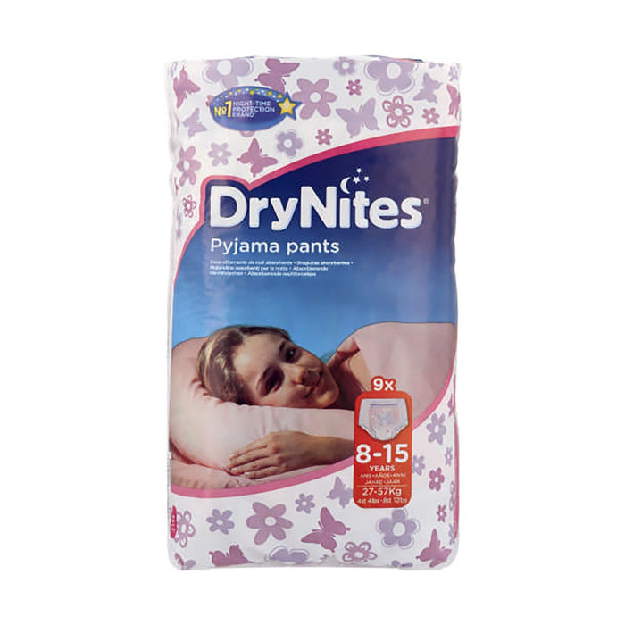 DryNites Girl Pyjama Pants 8-15 Years 9 Pack - Med365
