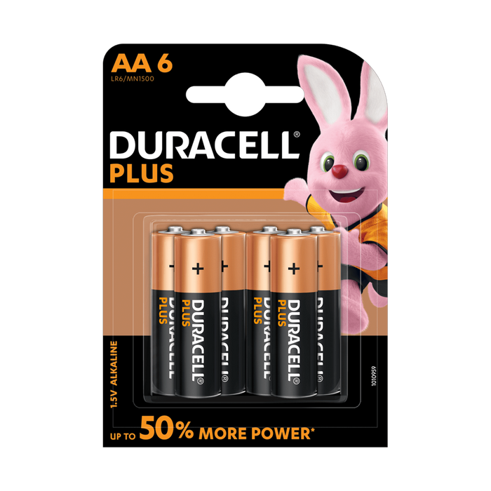 Duracell Plus AA Alkaline Batteries x 6 Batteries