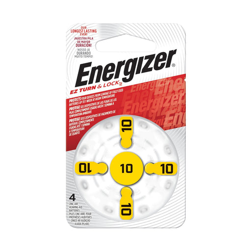 Energizer Hearing Aid Battery ZA10 Yellow 4 PACK