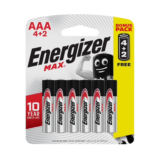 Energizer Max AAA Alkaline Batteries 4+2 Pack