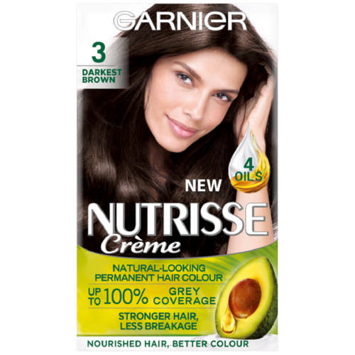 Garnier Nutrisse Creme Permanent Nourishing Hair Colour Darkest Brown 3
