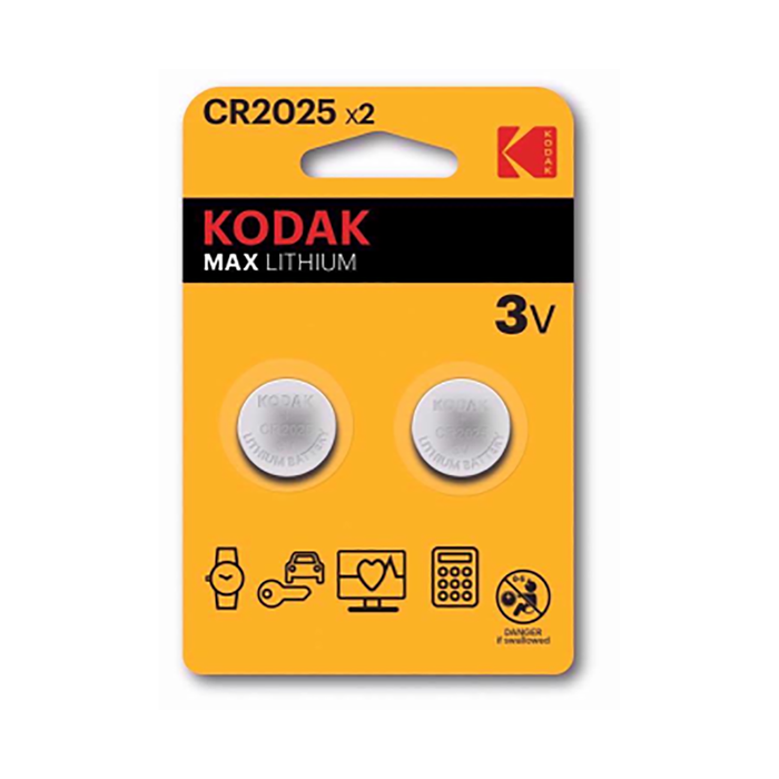 Kodak Max Alkaline Batteries CR2025 2 Pack