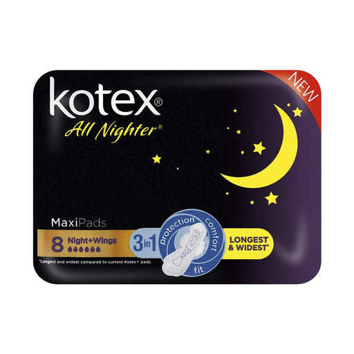 Kotex Maxi Pads All Nighter+Wings 8 Pads