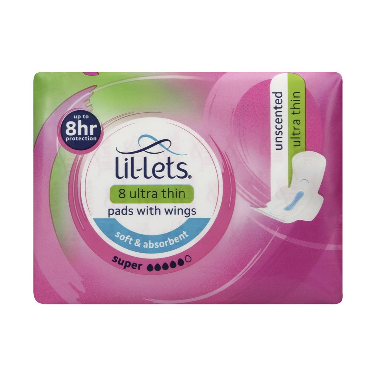 Lil-Lets Ultra Super Unscented Pads 8 Pads - Med365