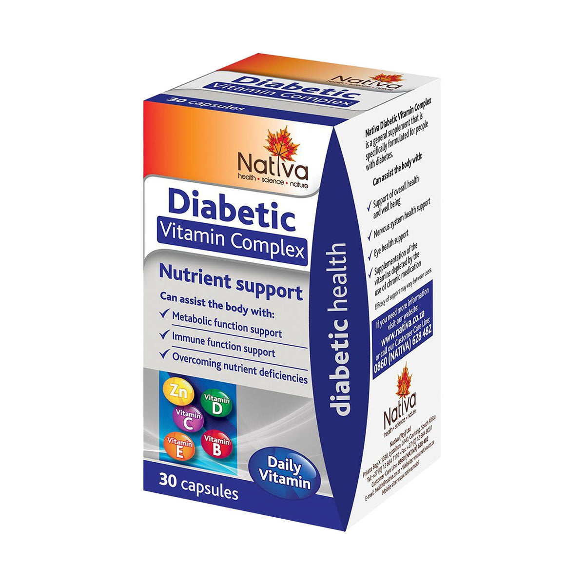 Nativa Diabetic Vitamin Complex 30 Capsules Med365