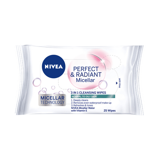 Nivea Perfect & Radiant Micellar Cleansing Wipes 25 Wipes