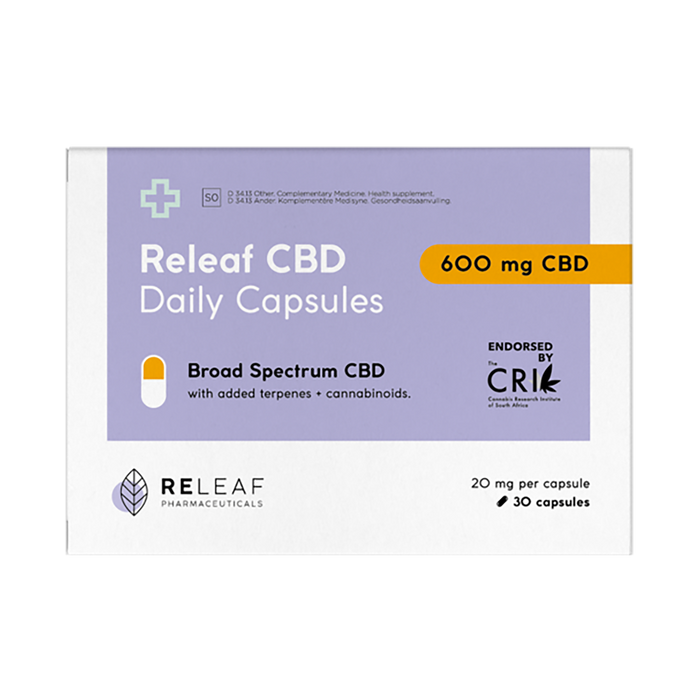 Releaf CBD Daily Capsules 600 mg 30 Capsules