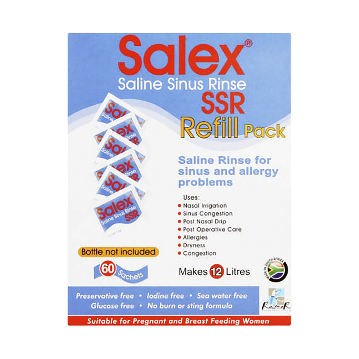 Salex Saline Sinus Rinse Refill Pack 60 Sachets Med365
