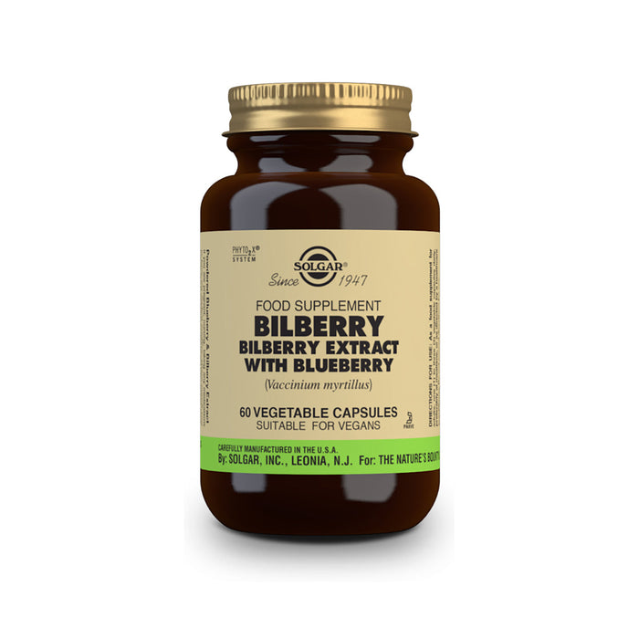 Solgar Bilberry Berry Extract with Blueberry 60 Veggie Capsules