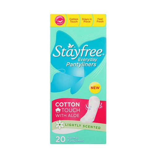 Stayfree Everyday Pantyliners Cotton Touch With Aloe Lightly Scented 20 Normal Pantyliners