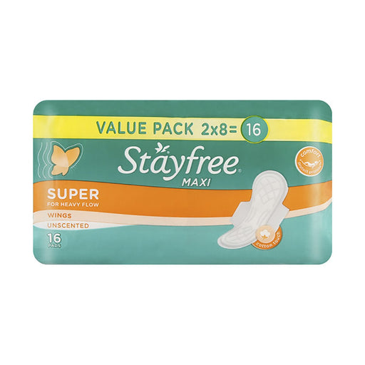 Stayfree Maxi Super Wings Unscented 16 Pads