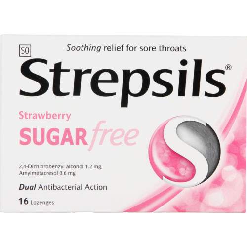 Strepsils Strawberry Sugar Free 16 Lozenges