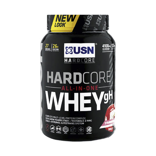 USN Hard Core Series Hardcore Whey All-In-One Protein Strawberry Smoothie 908g