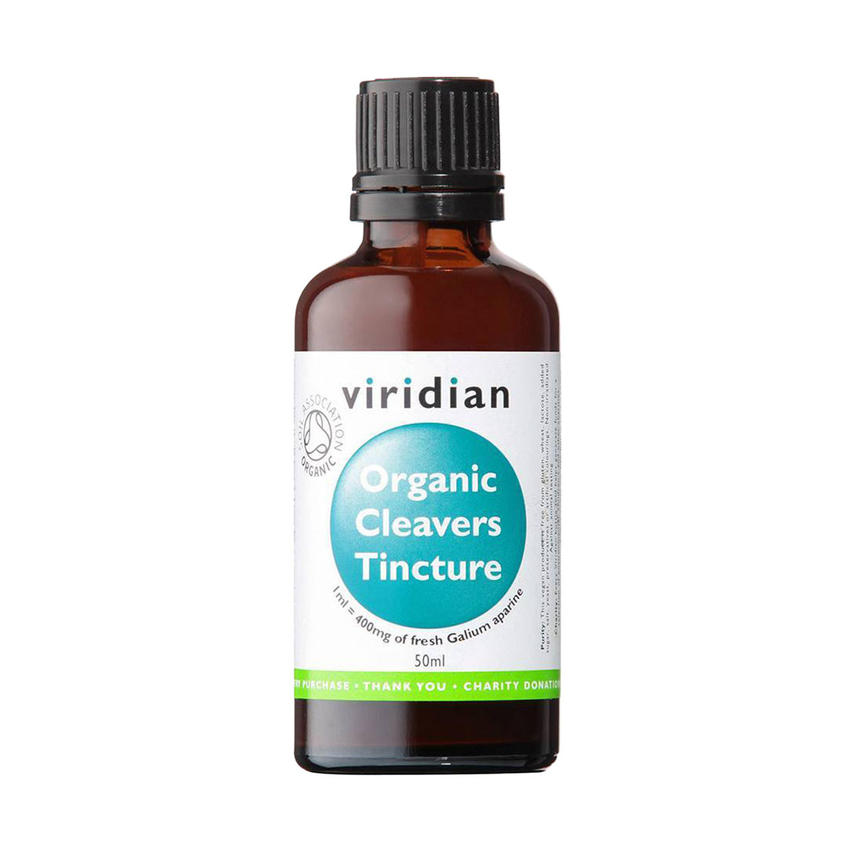 Viridian Organic Cleavers Tincture 50ml Med365