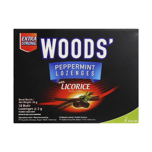 Woods Peppermint Lozenges with Liquorice 18