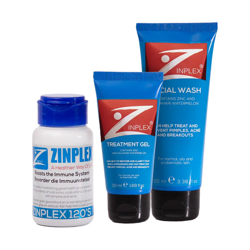 Zinplex Combo Facial Wash, Treatment Gel & Zinplex 120 Tablets